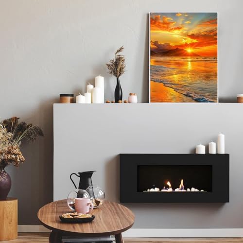 RYMILIE Sunset Diamond Art Kits for Adults Diamond Painting Kit 12x16in | 5D Beach Scenery Diamond Art Painting Kit for Beginners, DIY Full Round Drill Gem Art Crafts for Home Wall Decor Gift