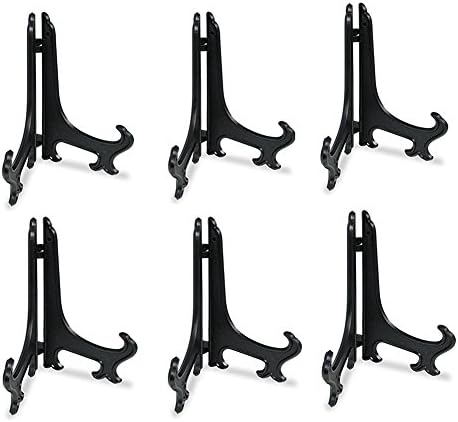 Artliving 10 Inch Black 6pcs/Set Plastic Easels Plate Display Stands Picture Frame Stand Holder
