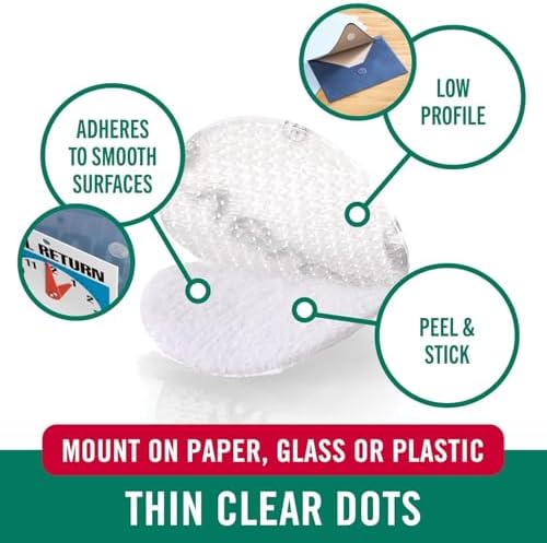 VELCRO Brand Thin Clear Dots with Adhesive, 5/8 Inch Circles, 200 Pk
