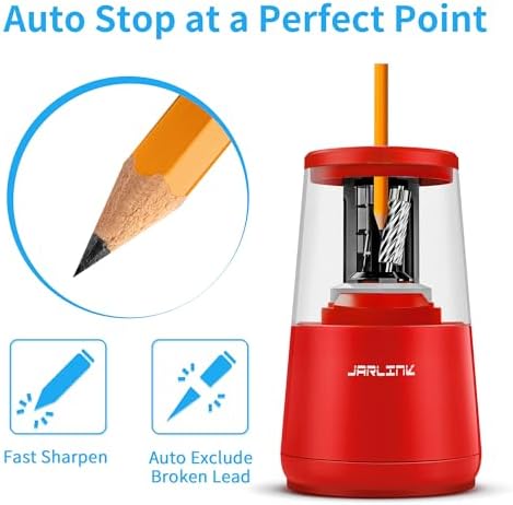 JARLINK Electric Pencil Sharpener, Heavy Duty Helical Blade, Auto Stop