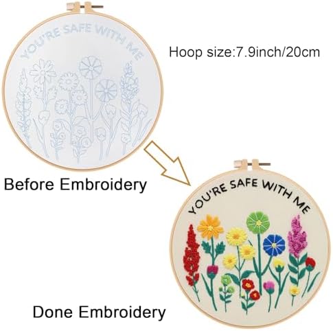 Louise Maelys Embroidery Kit for Beginners, Wildflower Quote DIY Decor