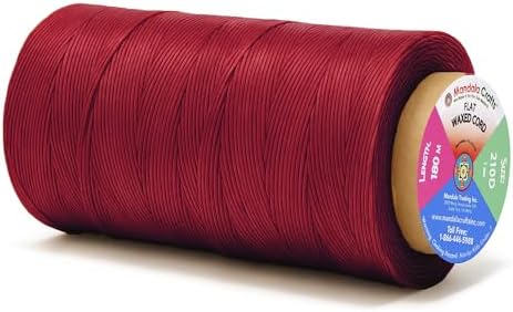 Mandala Crafts 210D 1mm Maroon Flat Waxed Thread for Leather Sewing