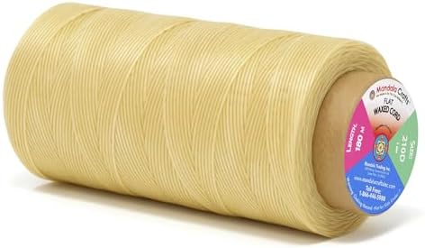 Mandala Crafts 210D 1mm Cream Flat Waxed Thread for Leather Sewing
