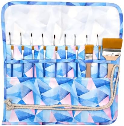 Funny live Paint Brush Holder Art Supplies, Artist Brush Holder & Storage Organizer Roll-Up Case Bag, Protect Acrylic Oil Watercolor Paintbrushes (Rhombic 20 Slot Pockets)
