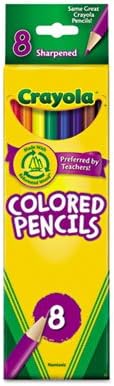 Crayola 684008 Long Barrel Colored Woodcase Pencils, 3.3 mm, 8 Assorted Colors/Set