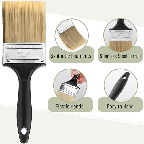 Bates- Paint Brushes, 4-Inch, 4 Pack, Flat Paint Brushes