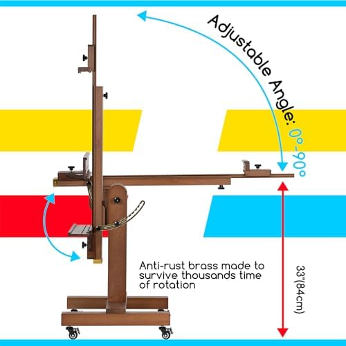 MEEDEN Extra Large Painting Easel: Holds Canvas Up to 71" for Art Studio | Solid Beech Wood Artist Studio Easel, Professional Art Easel Stand for Adults, Adjustable Movable Tilting Easels, Walnut