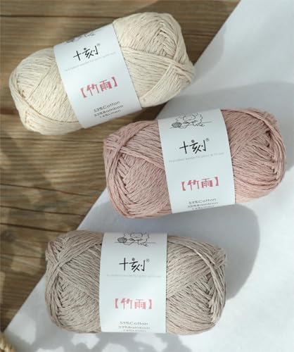 Cotton, Bamboo,Linen Blended Yarn 2 Skeins 50g/1.76oz- 04 Silver Gray