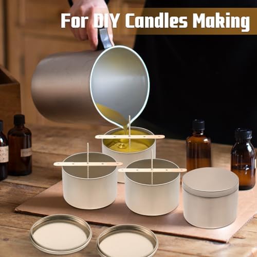 24-Pack 8oz Candle Tins with Lids, Metal Candle Jars for Candle Making, Empty Containers Vessels Bulk for Small Business & Beginners DIY Storage -Champagne Gold