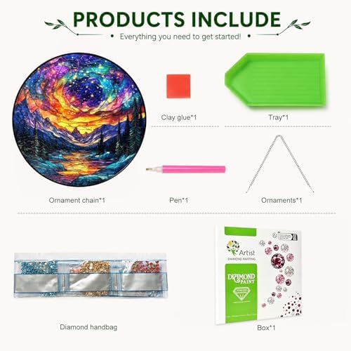 HMZephitiquc Aurora Hanging Diamond Art Kits for Adults, Special Shaped Crystal Diamond Painting Suncatchers, 5D Gem Art for Adults, Sun Catchers DIY Craft Kits for Gift Home Decor
