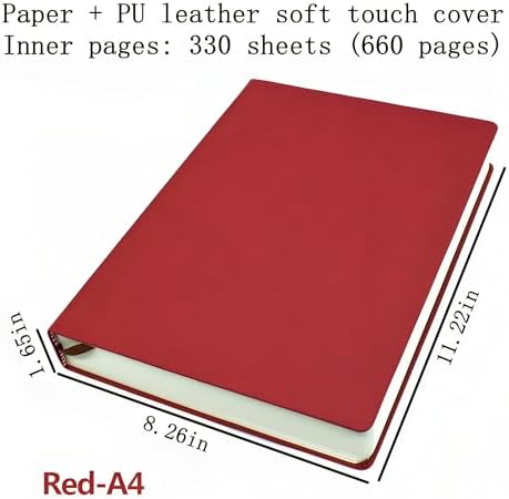 jooact Thick Sketchbook 660 Pages Notebook Soft Faux Leather Cover Journal 80GSM Paper Notepad Drawing Book Memo Writing Sketch Pad Diary Notebook