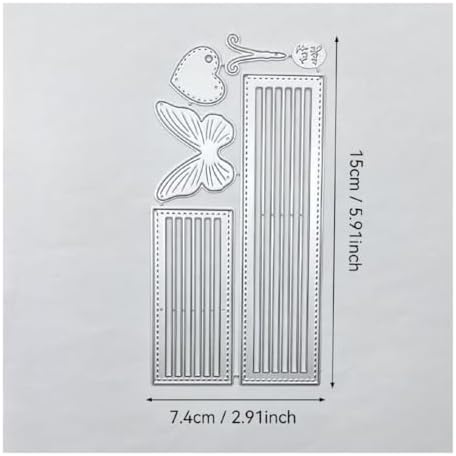 Scrapbooking Die-Cuts for Card Making, Christmas Metal Cutting Dies, Paper Craft Punch Template, Background Embossing Stencils, DIY Album Décor (Striped Border Butterfly Heart- 15x7.4cm)