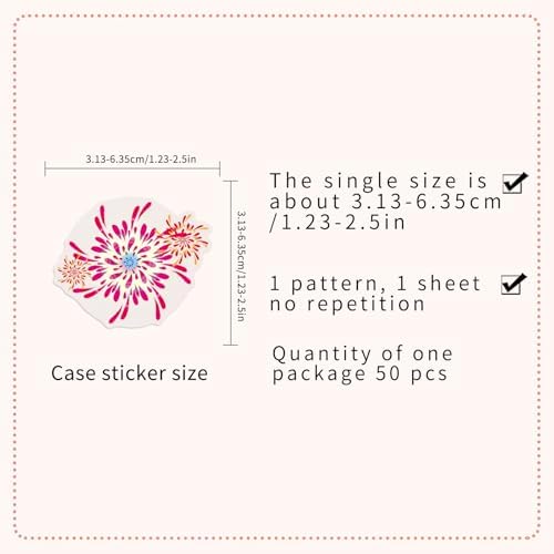 50PCS Firework Stickers, Waterproof Clear PET Transparent Colorful Firework Decals for Laptop, Skateboard, Phone Case, Luggage - Festival Celebration Decor for Teens, Adults, Boys, Girls