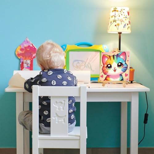 Gemozaic Cat Paint by Numbers Kit for Kids with Frame and Easel, 8 x 8 in