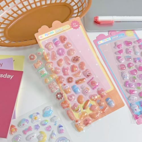 3D Puffy Stickers 8 Sheets 500+ Kawaii Stickers for Phone Case & Handbooks ﻿