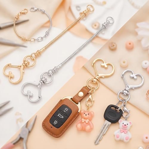 10PCS Beadable Keychain Bars Mixed Color Chain Keychains Key Chain Making Kit