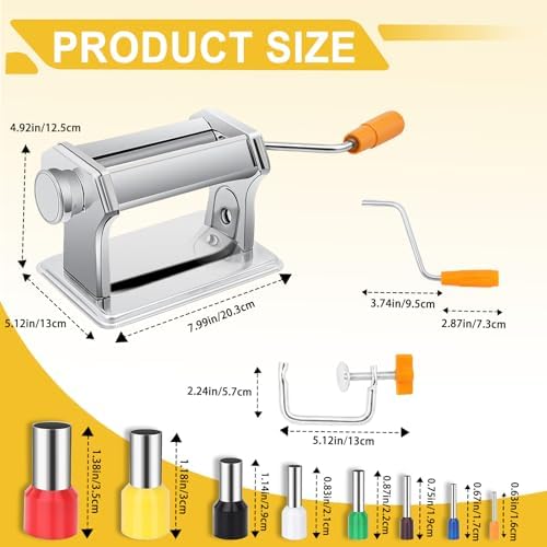 Polymer Clay Press Machine,Clay Rolling/Roller Machine,6 Thickness Options | 40 PCS Polymer Clay Cutters Mold, Stainless Steel Handmade Clay Mixers Machine, 5.91" Wide Roller for Earrings & DIY Crafts