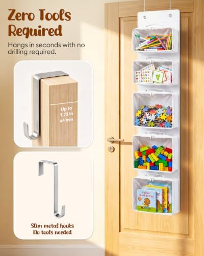 Over the Door Organizer, Hanging Craft and Art Supply Storage, White