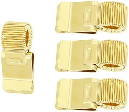 RLECS 4PCS Notebook Fixed Spring Pen Clip Portable Gold Manganese Steel Notebook Clip