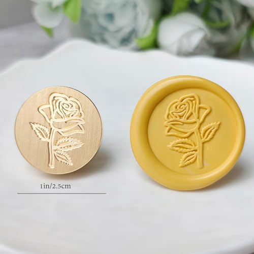 Pollize Rose Wax Seal Stamp, 3D Embossed Antique Wax Sealing Stamp Kit