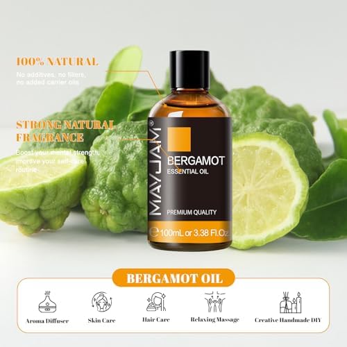 MAYJAM Bergamot Essential Oil for Diffuser Soap Candle Making, 3.38FL.OZ