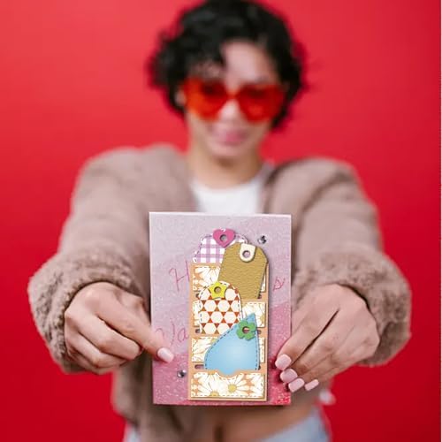 GLOBLELAND 3D Pocket Label Background Cutting Dies for Card Making Slot Envelope Frame Cut Die for DIY Scrapbooking Journal Embossing Paper Craft Decor