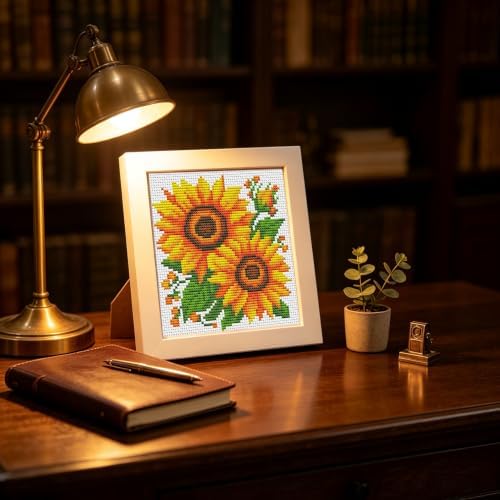 Sunflowers Counted Cross Stitch Kits for Adults,Stamped Cross-stitch Kits