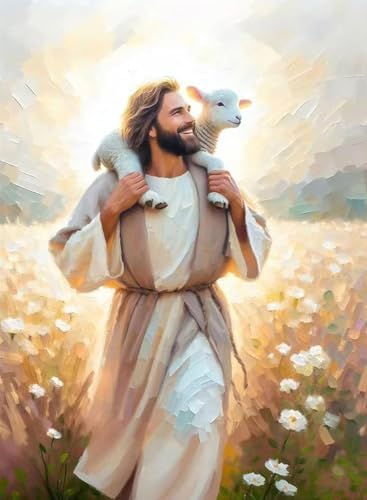 Jesus Paint by Numbers Kit for Adults Framed Canvas 12X16 in, Frameworkless