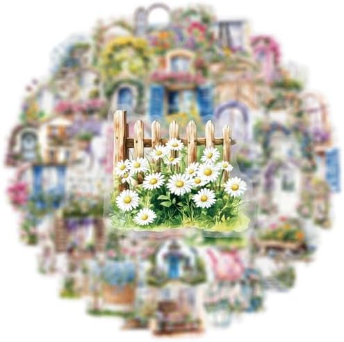 50PCS Garden Stickers Aesthetic PET Sticker Garden Flower wall Decal Waterproof Decorative Decals for Scrapbook DIY Crafts Album Bullet Journal Planner Water Bottles Laptop Phone (Garden Sticker)