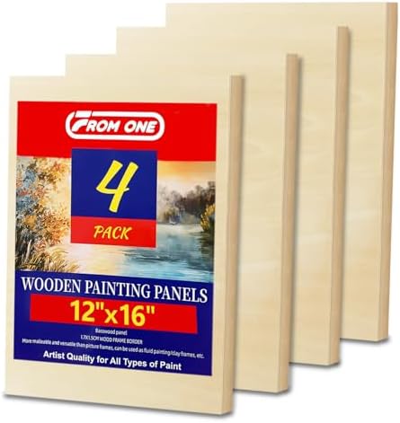 4 Pack 12x16 Basswood Paint Pouring Panels for Acrylic Oil Resin Art | ready to use, basswood wood painting boards, warp-Resistant, for crafters and Artists