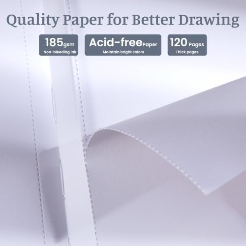 CAGIE Small Sketch Book for Drawing, Leather Sketchbook 5.5" x 8.9", Grey