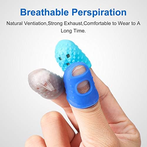 Zonon 20 Pcs Rubber Thimble Finger Protector,Blue | Hand Sewing Embroidery Finger Grips Tips Guard 5 Sizes, Hot Glue Sorting Paperwork Carving Quilting Knitting Craft Supplies