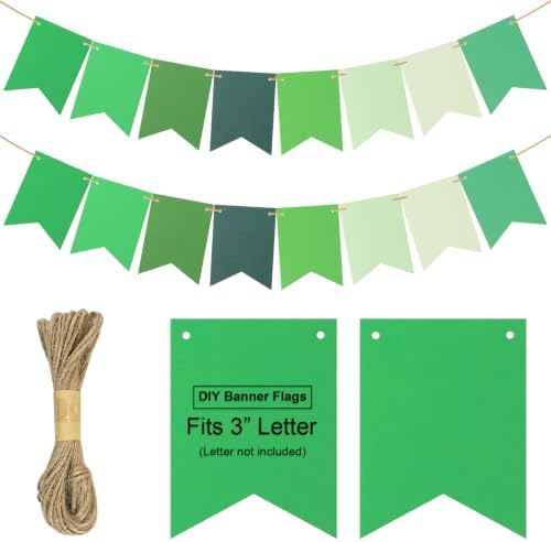 MixTeach 120 pcs Paper Banner Flags Cutouts Green Color Swallowtail Banner