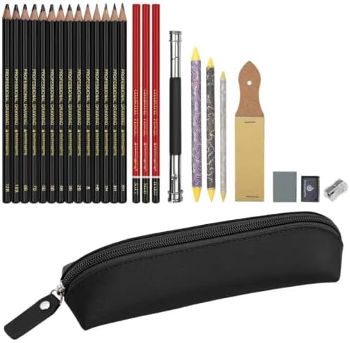 Heshengping, Sketching and Drawing Pencils Set-26pcs,Art Supplies Drawing Kit,Graphite Charcoal Professional Pencils Set, Adults Beginners Artist