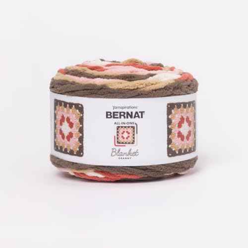 Bernat All in One Blanket Granny Soft Crochet Yarn, Choco Berry, 2-Pack