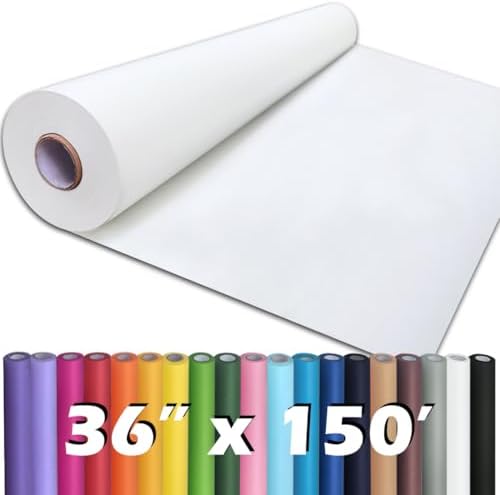 PerkHomy White Kraft Paper Roll 36" x 1,800" (150') for Gift Wrapping Bouquet Flower Art Painting Craft Writing Packaging Shipping 80GSM 55LB (White, 36" x 150')
