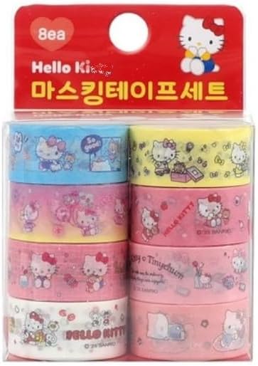 Cute Masking Tape, Washi Tape Set, 8 Pack, 0.6 Inch Wide (Pink)