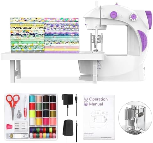 Sewing Machine for Beginners with Fabrics&Finger Guard, Mini Size