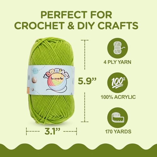 YammiAmi 2,550 Yards Beginner Crochet Kit for Adults - 15 Large Single Color Yarn Skeins - 49 Pc Amigurumi Crochet Kit for Starters - Learn to Crochet with Instruction Book - Accessories Set