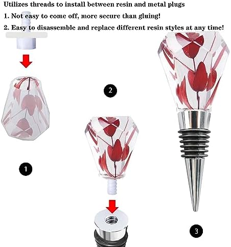 10 Pcs Wine Stoppers with Screw Fitting Accessories Set for Resin Mold, Bottle Stopper Set for Wedding Wine Party, Stoppers for Epoxy Resin Slicone Molds (Metal Silver, Screw-In Stoppers)