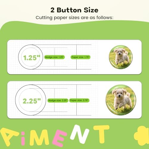 Aiment Button Maker Machine Multiple Sizes 200Pcs, Badge Maker 1.25+2.25 inch for Kids, Badge Press Machine with 200 Sets Button Making Supplies & Cutter & Cutting Mat (Green, 32/58mm)
