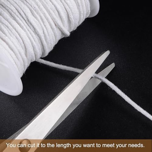 MECCANIXITY Braided Candle Wick Cotton 27 PLY 200 Ft Long 2mm Flat Wide for DIY