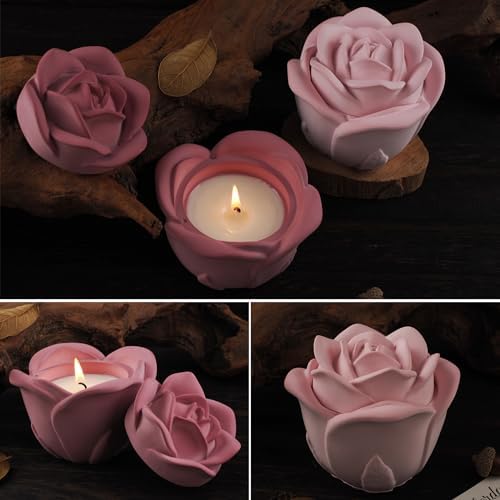 Wehous 3D Rose Box Mold with Lid, Flower Jar Bowl Resin Mold Silicone, Unique Candle Holder Container Storage Silicone Molds for Epoxy Resin, DIY Jewelry Trinket Holder Concrete Cement Craft Decor