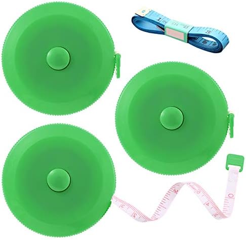 Measuring Tape Retractable, 60 Inch Soft Fabric Tape Measure for Body, Push Button Sewing Measurement Tape for Cloth Waist(3 Pack/Green)