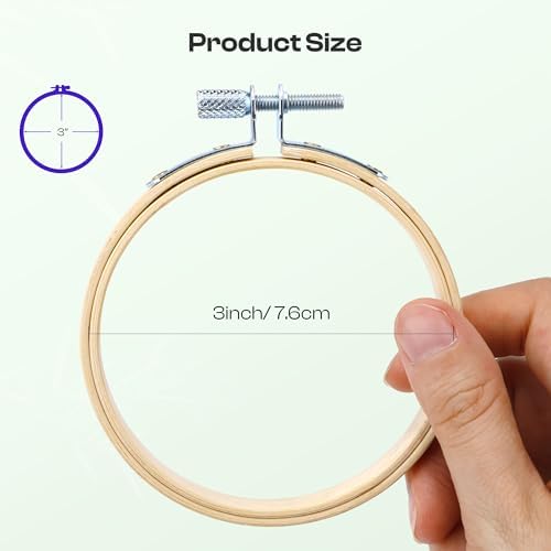 Caydo 6 Pieces 3 Inch Embroidery Hoop with Metal Screw