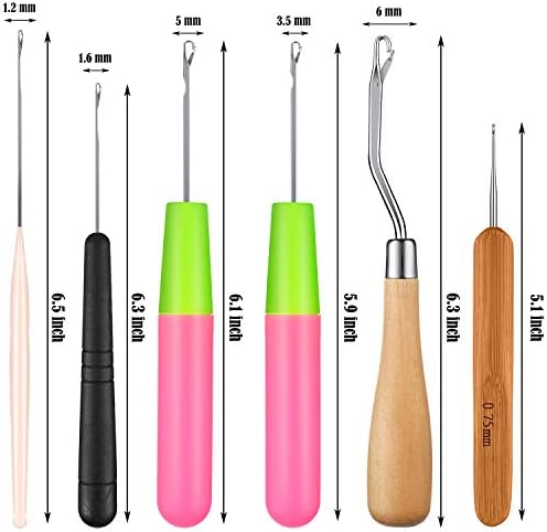 WILLBOND 9 Pcs Latch Hook Different Sizes Crochet Hook for Hair Latch Interlocking Tool Hair Needles Dreadlock Accessories for Scarf Carpet Making and Art Crafts