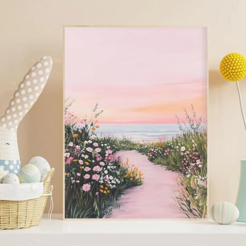 Diamond Art Kits for Adults,Pink Beach Diamond Art Painting Kits for Adults