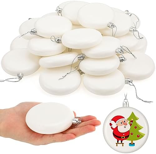 Zubebe 24 Pcs 3.15 Inch Christmas Blank White Ball Ornaments