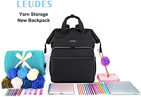 Leudes Crochet Bag Backpack for Yarn Storage Tote Travel Large Knitting Bag