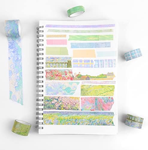 Dizdkizd Floral Green Washi Tape Set, 20 Rolls Cute Seasonal Masking Tape Aesthetic Journaling Supplies for Planner Scrapbooking Calendar Card Making